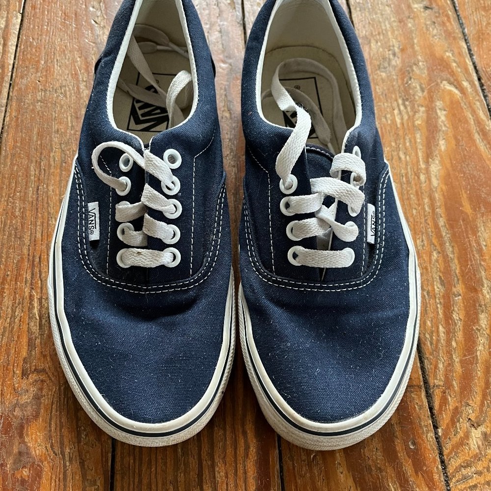 VANS Era womens navy and white canvas shoes W8 M6.5 lace up low top